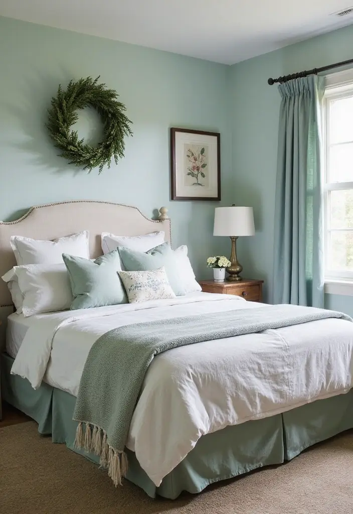 29 Vintage Farmhouse Bedroom Inspirations That Stay Timeless 28 29 Vintage Farmhouse Bedroom Inspirations That Stay Timeless - 28. Restorative Color Treatments