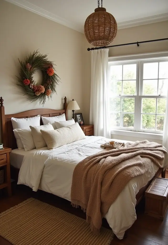 29 Vintage Farmhouse Bedroom Inspirations That Stay Timeless 29 29 Vintage Farmhouse Bedroom Inspirations That Stay Timeless - 29. Seasonal Decor Swaps