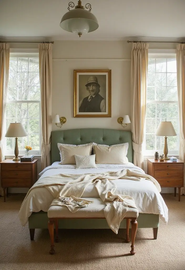 29 Vintage Farmhouse Bedroom Inspirations That Stay Timeless 6 29 Vintage Farmhouse Bedroom Inspirations That Stay Timeless - 6. Warm Color Palettes