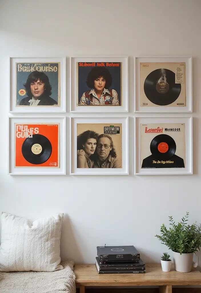 29 Vintage Gallery Wall Inspirations to Elevate Any Room 18 29 Vintage Gallery Wall Inspirations to Elevate Any Room - 18. Vintage Album Covers