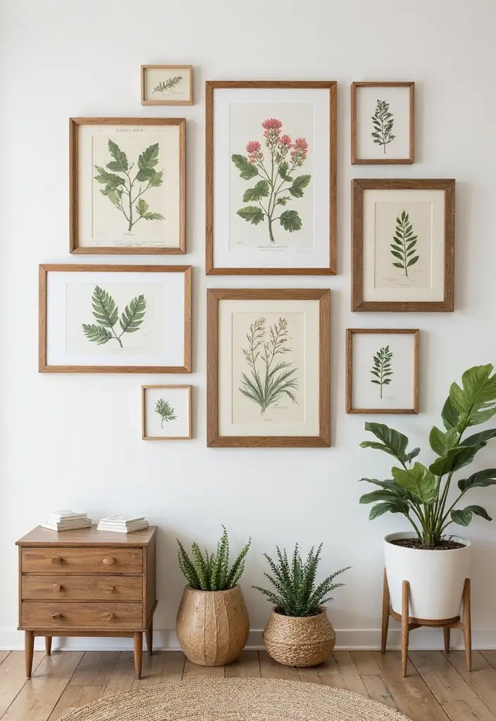 29 Vintage Gallery Wall Inspirations to Elevate Any Room 25 29 Vintage Gallery Wall Inspirations to Elevate Any Room - 25. Vintage Botanical Prints