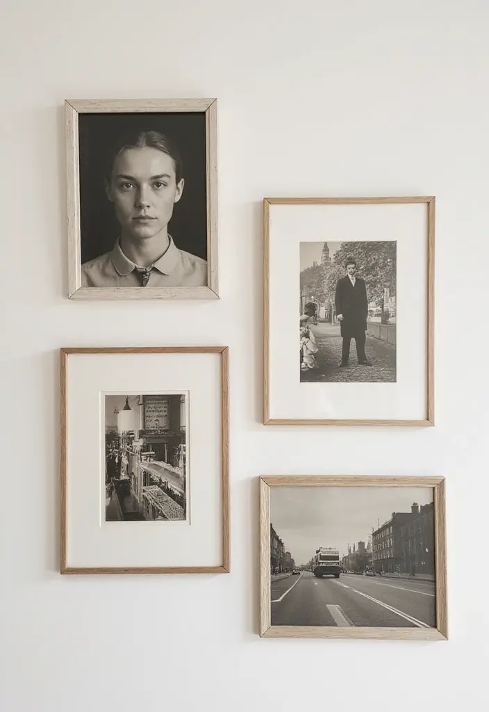 29 Vintage Gallery Wall Inspirations to Elevate Any Room 28 29 Vintage Gallery Wall Inspirations to Elevate Any Room - 28. Minimalist Vintage Collage