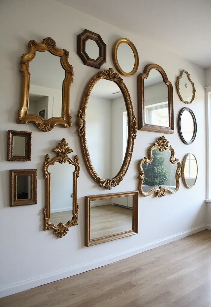 29 Vintage Gallery Wall Inspirations to Elevate Any Room 5 29 Vintage Gallery Wall Inspirations to Elevate Any Room - 5. Vintage Mirrors for Depth