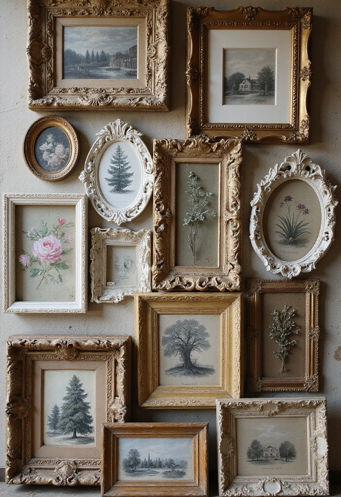 29 Vintage Gallery Wall Inspirations to Elevate Any Room 9 29 Vintage Gallery Wall Inspirations to Elevate Any Room - 9. Frames with Flair