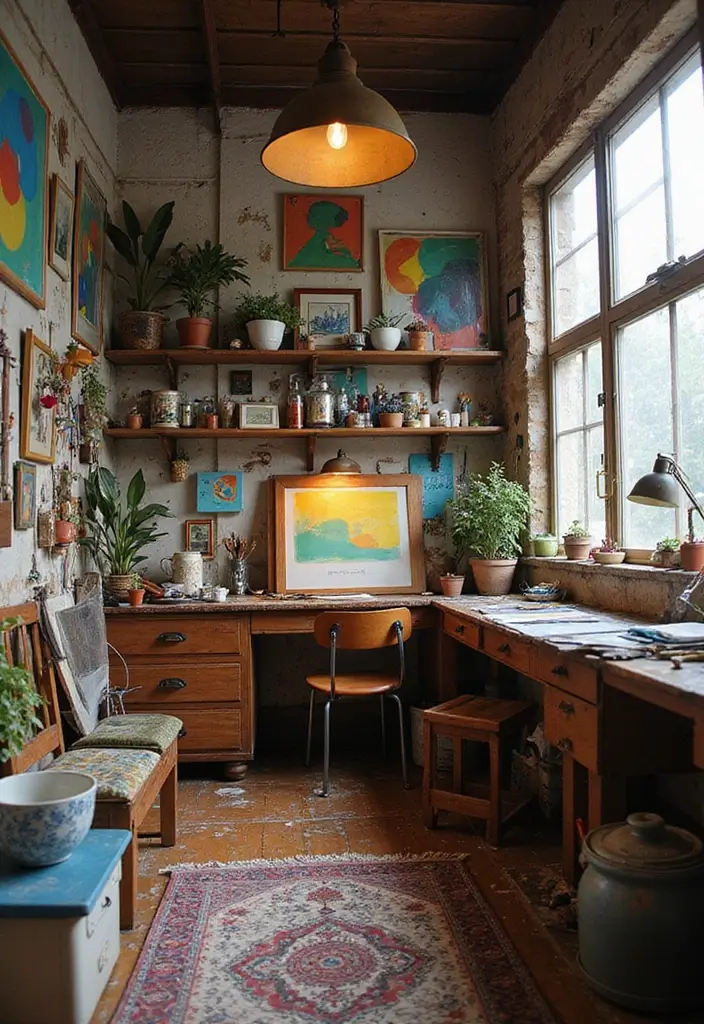 29 Vintage Room Designs That Stay Timeless 22 29 Vintage Room Designs That Stay Timeless - 22. Vintage Art Studio