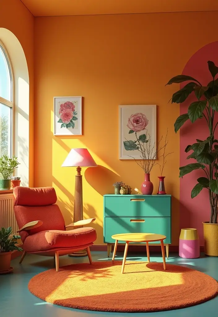 29 Vintage Room Designs That Stay Timeless 6 29 Vintage Room Designs That Stay Timeless - 6. Retro Color Explosion