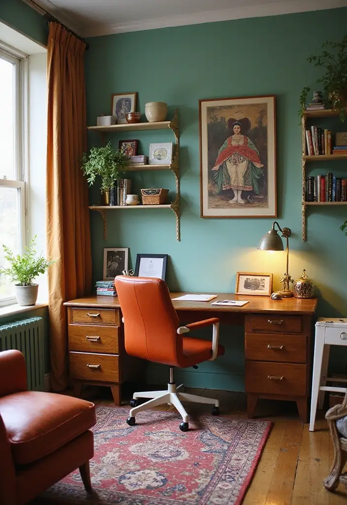 29 Vintage Room Designs That Stay Timeless 8 29 Vintage Room Designs That Stay Timeless - 8. Vintage Eclectic Office