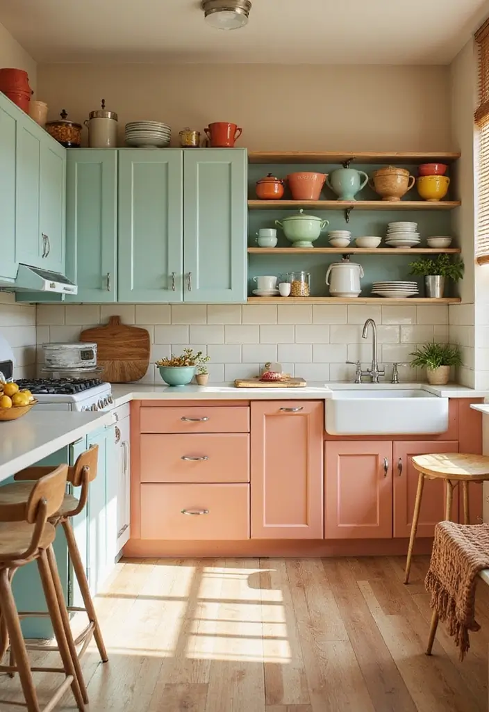 30 Casas Estilo Vintage Cheias de Charme Atemporal 14 30 Casas Estilo Vintage Cheias de Charme Atemporal - 14. Cozinhas com Estilo Retro