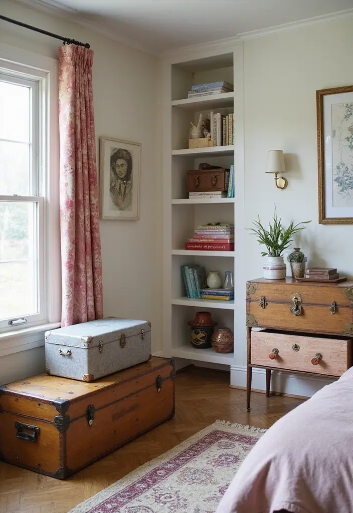 30 Retro Bedroom Looks That Feel Bold and Fun 12 30 Retro Bedroom Looks That Feel Bold and Fun - 12. Creative Storage Solutions