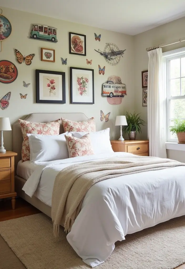 30 Retro Bedroom Looks That Feel Bold and Fun 16 30 Retro Bedroom Looks That Feel Bold and Fun - 16. Nostalgic Wall Decals