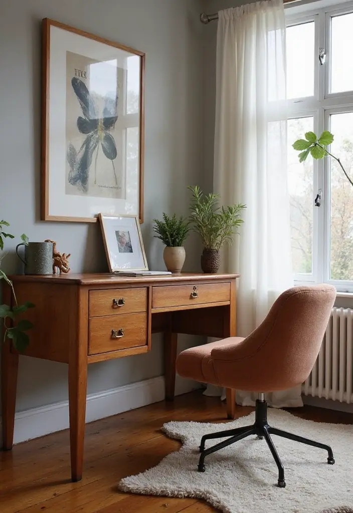 30 Retro Bedroom Looks That Feel Bold and Fun 18 30 Retro Bedroom Looks That Feel Bold and Fun - 18. Vintage-inspired Desk