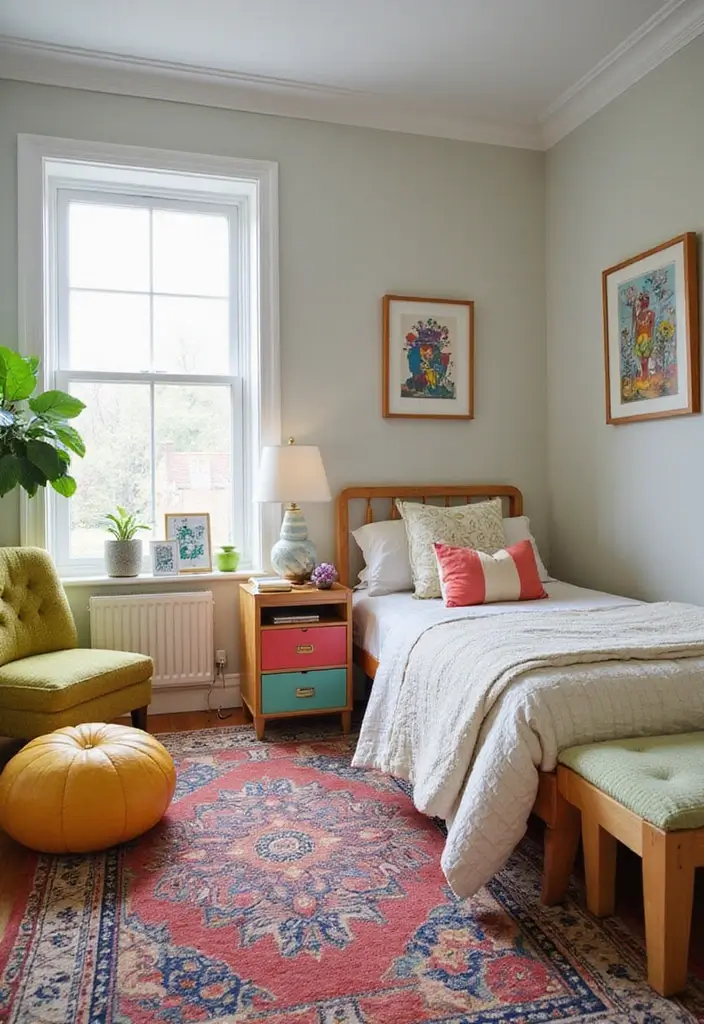 30 Retro Bedroom Looks That Feel Bold and Fun 19 30 Retro Bedroom Looks That Feel Bold and Fun - 19. Playful Nightstands
