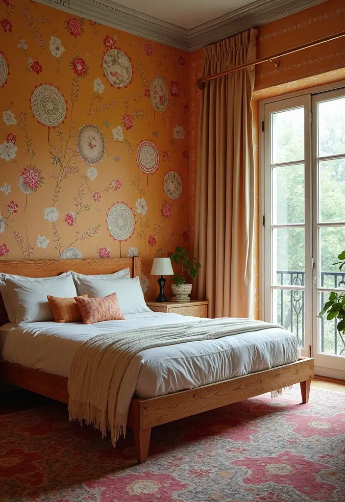30 Retro Bedroom Looks That Feel Bold and Fun 26 30 Retro Bedroom Looks That Feel Bold and Fun - 26. Creative Wallpaper Designs