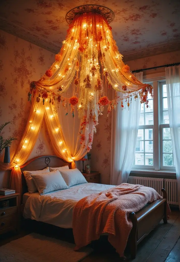 30 Retro Bedroom Looks That Feel Bold and Fun 30 30 Retro Bedroom Looks That Feel Bold and Fun - 30. Whimsical Bed Canopies