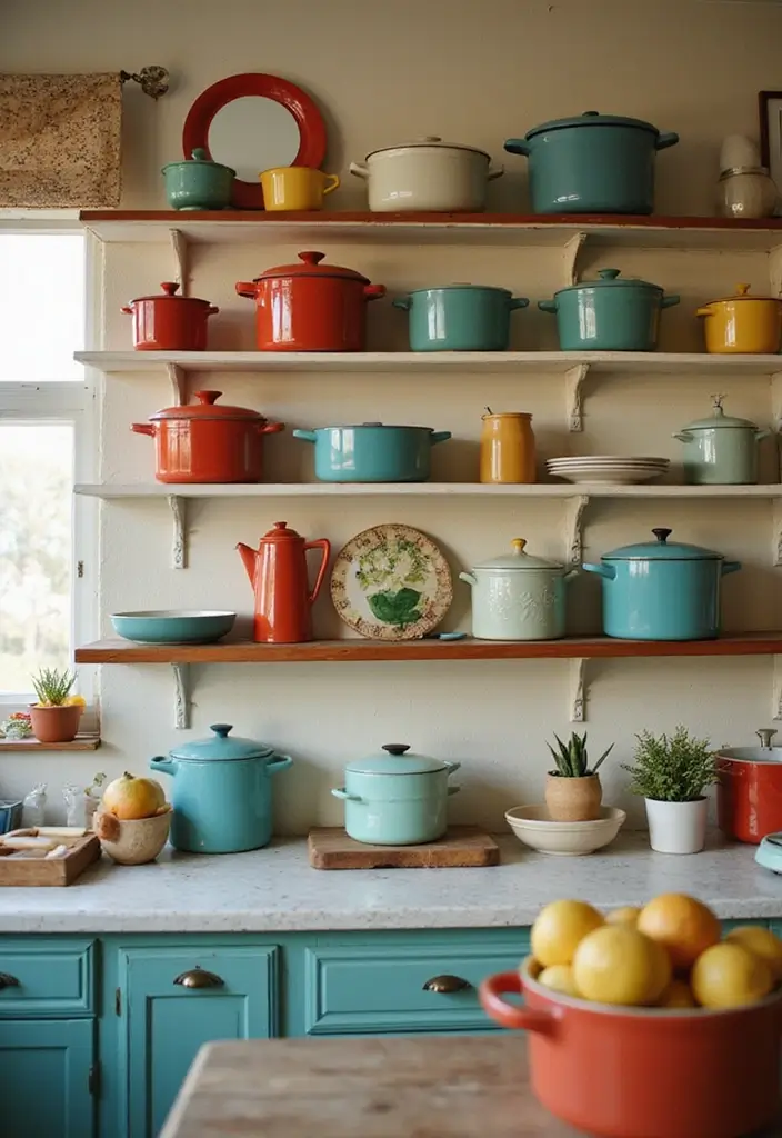 30 Retro Kitchen Designs That Mix Nostalgia and Style 15 30 Retro Kitchen Designs That Mix Nostalgia and Style - 15. Nostalgic Cookware