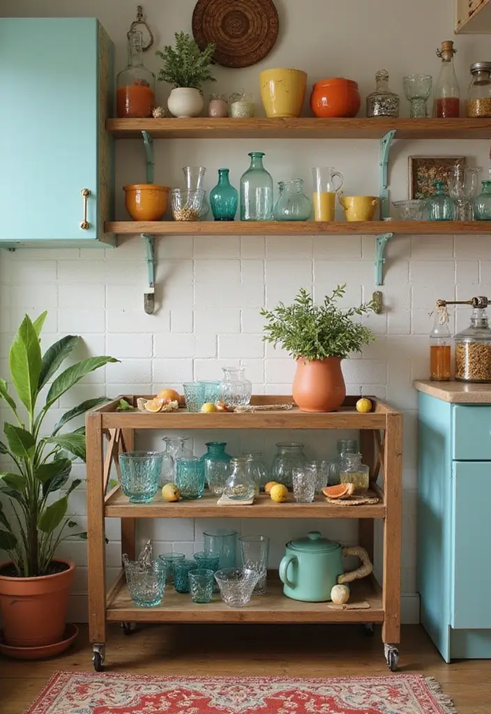 30 Retro Kitchen Designs That Mix Nostalgia and Style 16 30 Retro Kitchen Designs That Mix Nostalgia and Style - 16. Retro Bar Carts