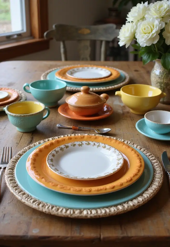30 Retro Kitchen Designs That Mix Nostalgia and Style 18 30 Retro Kitchen Designs That Mix Nostalgia and Style - 18. Nostalgic Tableware