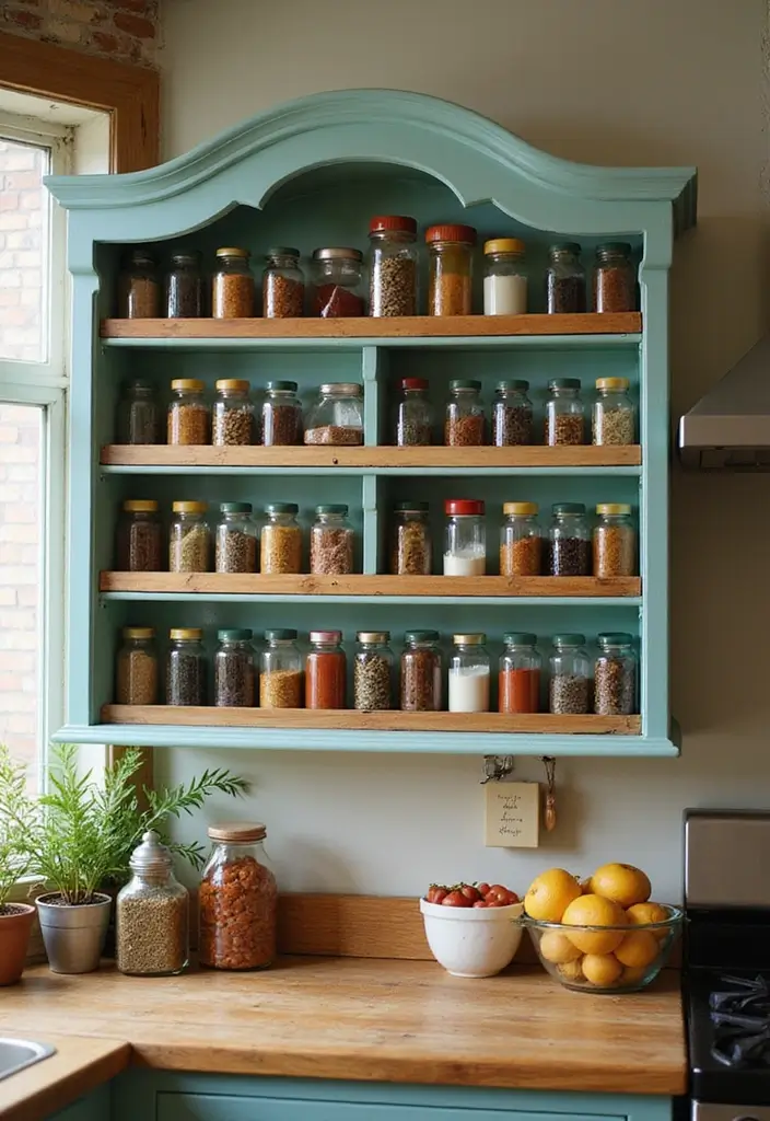 30 Retro Kitchen Designs That Mix Nostalgia and Style 20 30 Retro Kitchen Designs That Mix Nostalgia and Style - 20. Charming Spice Racks