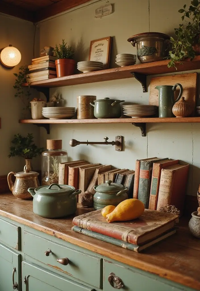 30 Retro Kitchen Designs That Mix Nostalgia and Style 23 30 Retro Kitchen Designs That Mix Nostalgia and Style - 23. Nostalgic Cookbooks