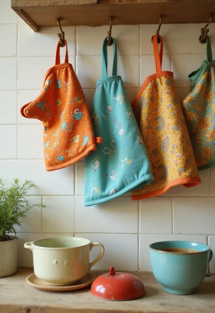 30 Retro Kitchen Designs That Mix Nostalgia and Style 27 30 Retro Kitchen Designs That Mix Nostalgia and Style - 27. Quirky Oven Mitts