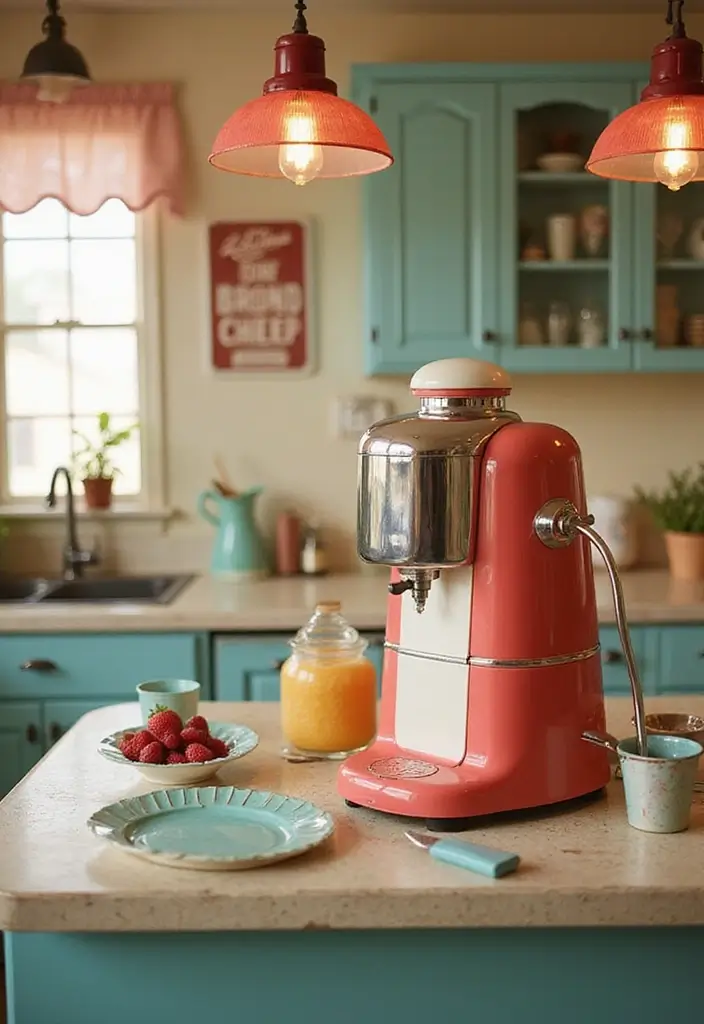 30 Retro Kitchen Designs That Mix Nostalgia and Style 30 30 Retro Kitchen Designs That Mix Nostalgia and Style - 30. Nostalgic Ice Cream Makers