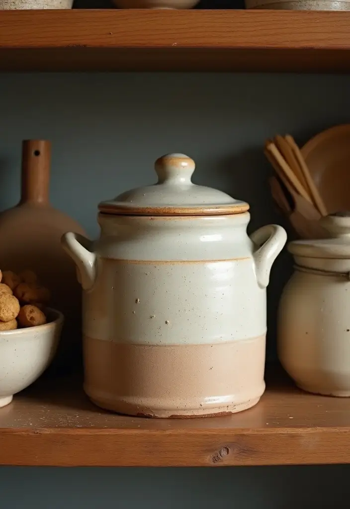 30 Vintage Cookie Jar Collections That Add Kitchen Charm 10 30 Vintage Cookie Jar Collections That Add Kitchen Charm - 10. Rustic Stoneware Jars