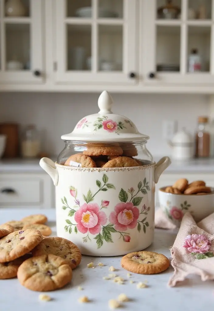 30 Vintage Cookie Jar Collections That Add Kitchen Charm 13 30 Vintage Cookie Jar Collections That Add Kitchen Charm - 13. Charming Floral Patterns
