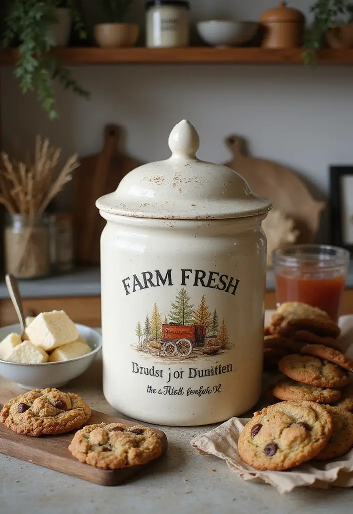 30 Vintage Cookie Jar Collections That Add Kitchen Charm 14 30 Vintage Cookie Jar Collections That Add Kitchen Charm - 14. Nostalgic Farm Fresh Designs