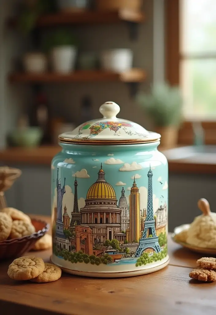 30 Vintage Cookie Jar Collections That Add Kitchen Charm 18 30 Vintage Cookie Jar Collections That Add Kitchen Charm - 18. Vintage Travel-Themed Jars