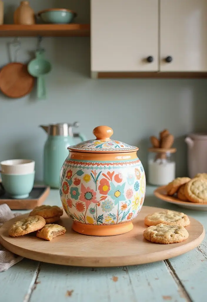 30 Vintage Cookie Jar Collections That Add Kitchen Charm 25 30 Vintage Cookie Jar Collections That Add Kitchen Charm - 25. Colorful Retro Patterns