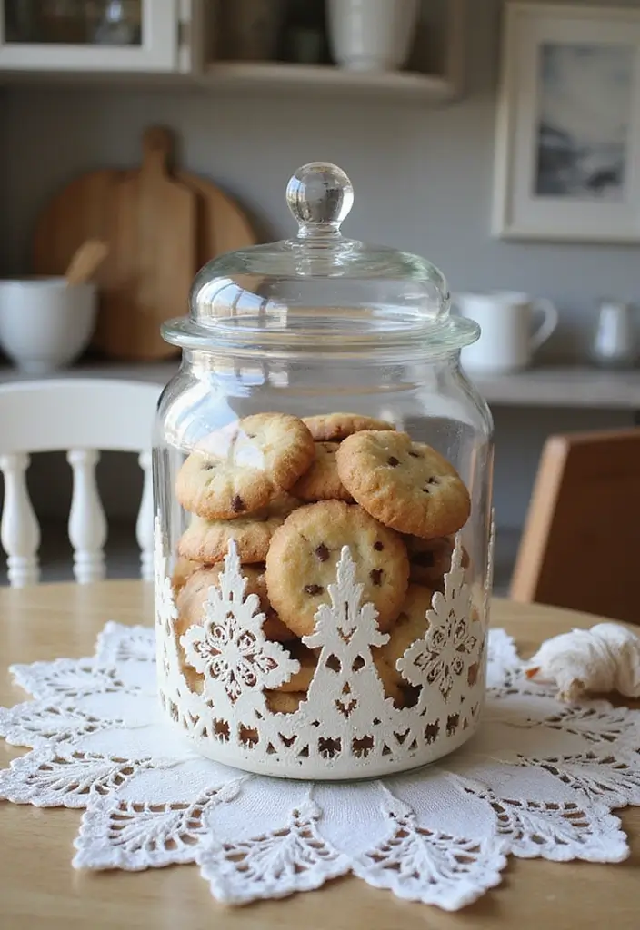 30 Vintage Cookie Jar Collections That Add Kitchen Charm 27 30 Vintage Cookie Jar Collections That Add Kitchen Charm - 27. Handmade Lace Decor Jars
