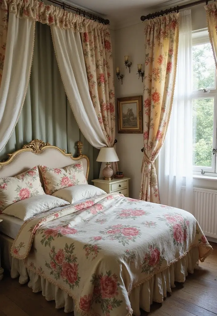 30 Vintage French Bedroom Inspirations with Romance 11 30 Vintage French Bedroom Inspirations with Romance - 11. Floral Patterns