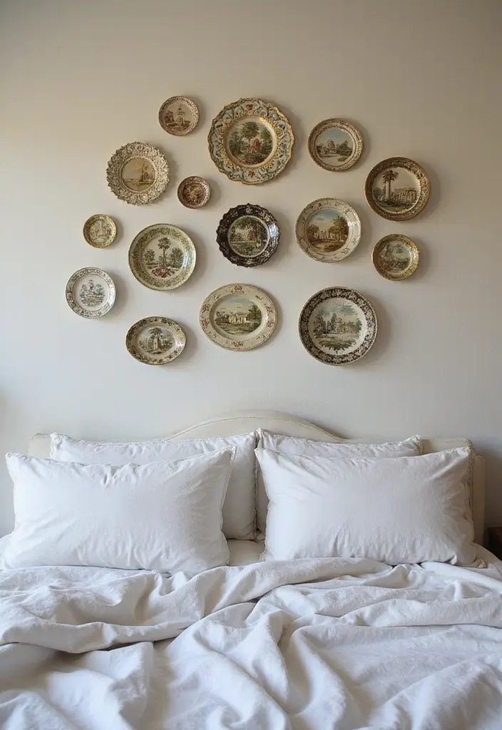 30 Vintage French Bedroom Inspirations with Romance 27 30 Vintage French Bedroom Inspirations with Romance - 27. Vintage Decorative Plates