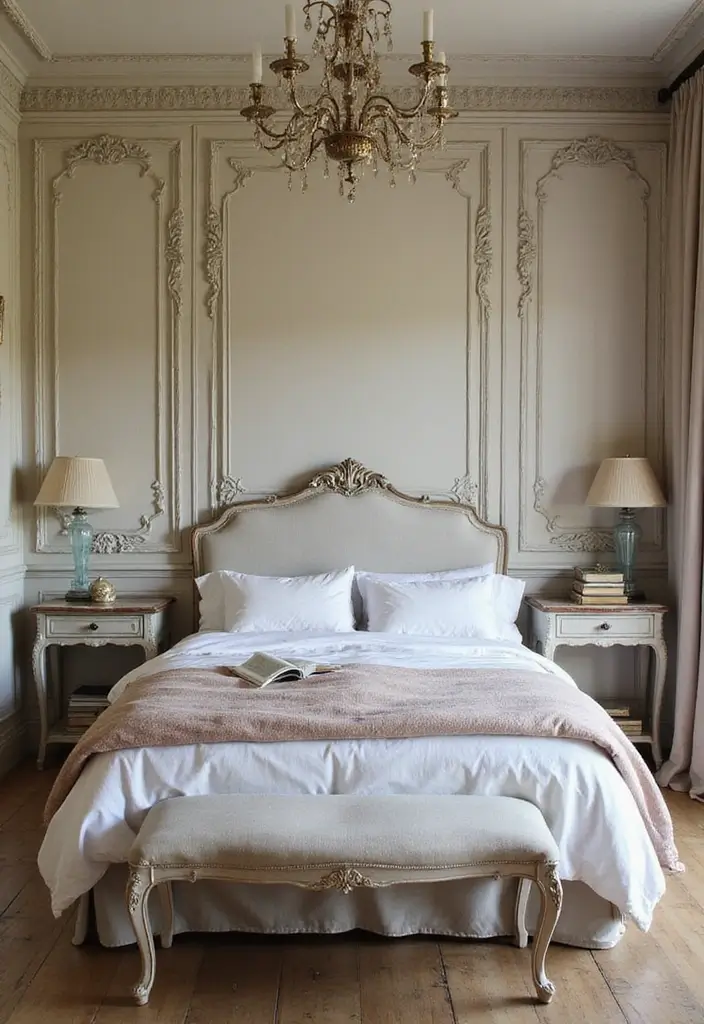 30 Vintage French Bedroom Inspirations with Romance 28 30 Vintage French Bedroom Inspirations with Romance - 28. Artful Wall Panels