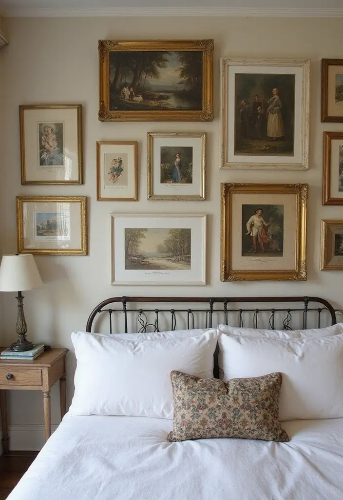 30 Vintage French Bedroom Inspirations with Romance 8 30 Vintage French Bedroom Inspirations with Romance - 8. Vintage Artwork