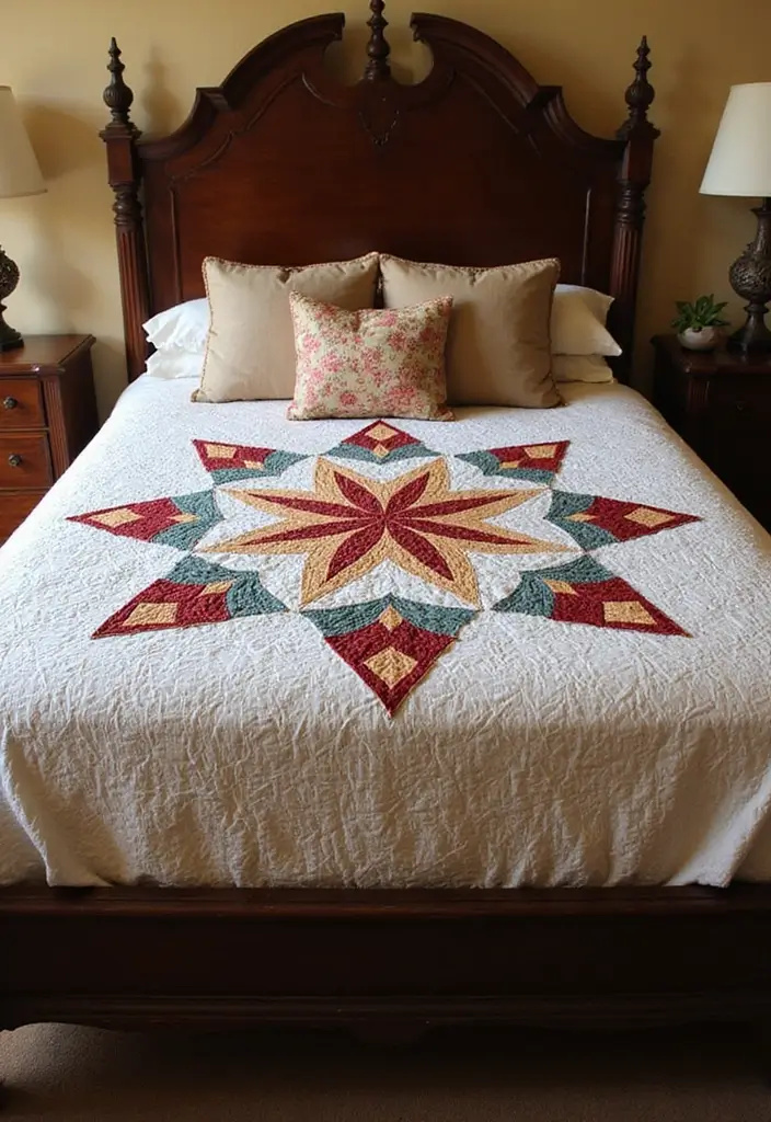 30 Vintage Quilt Patterns That Are Truly Beautiful 12 30 Vintage Quilt Patterns That Are Truly Beautiful - 12. The Feathered Star Quilt