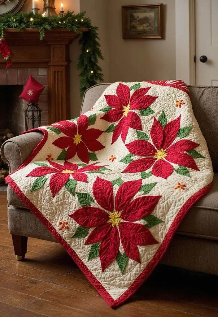 30 Vintage Quilt Patterns That Are Truly Beautiful 17 30 Vintage Quilt Patterns That Are Truly Beautiful - 17. The Poinsettia Quilt