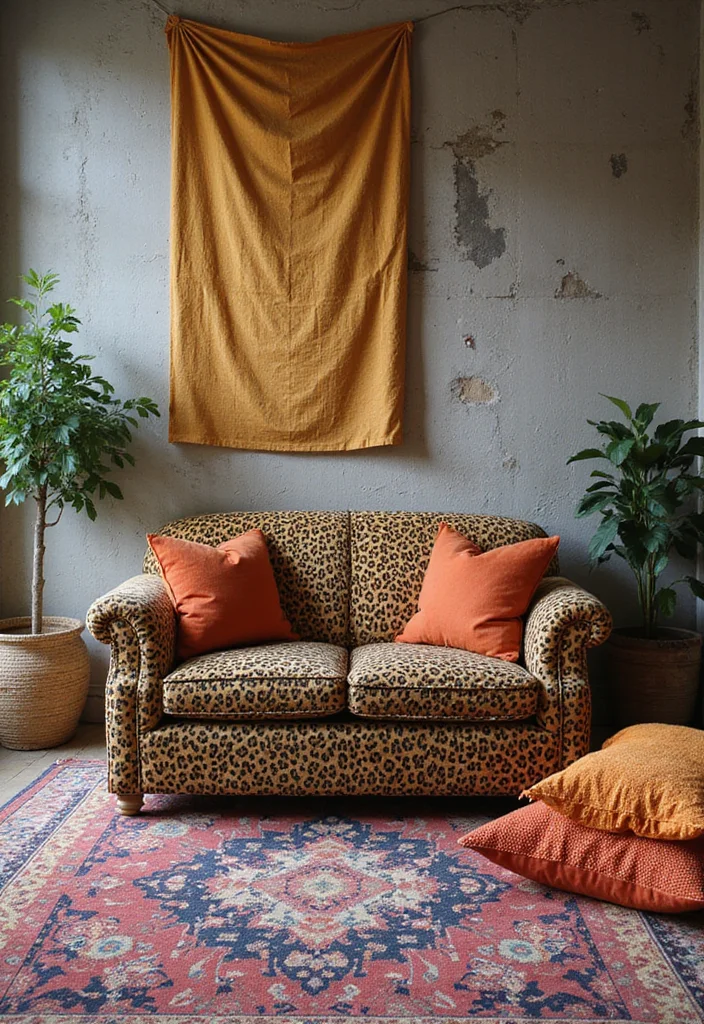 10 Animal Print Living Room Ideas for Bold Stylish Accents - 1. Leopard Print Loveseat