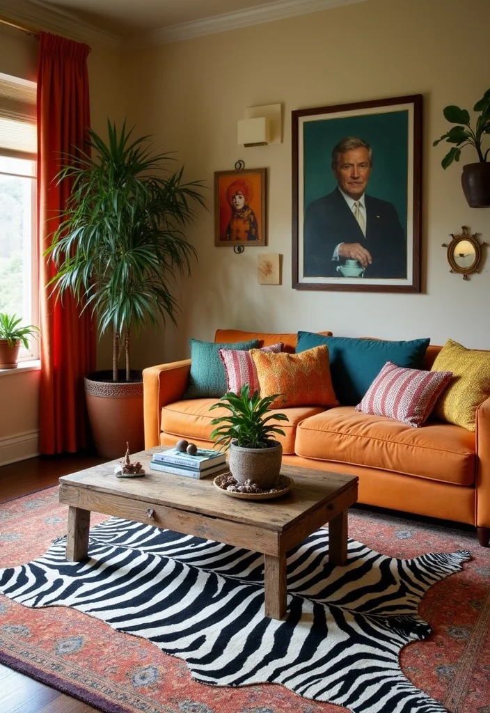 10 Animal Print Living Room Ideas for Bold Stylish Accents - 2. Zebra-Striped Rugs
