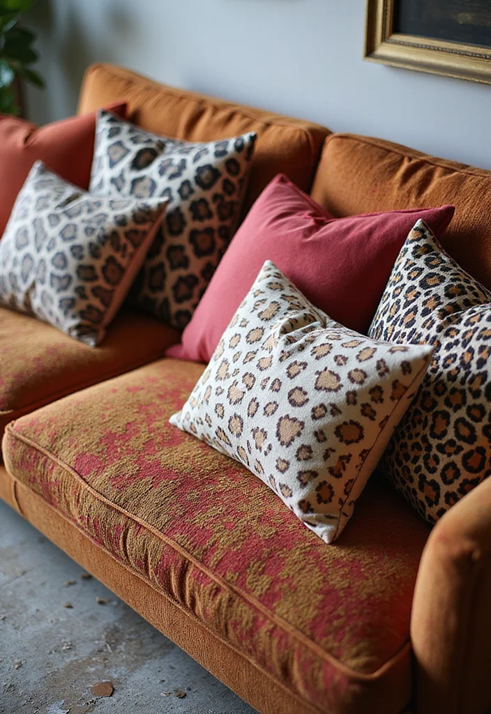10 Animal Print Living Room Ideas for Bold Stylish Accents - 4. Animal Print Throw Pillows