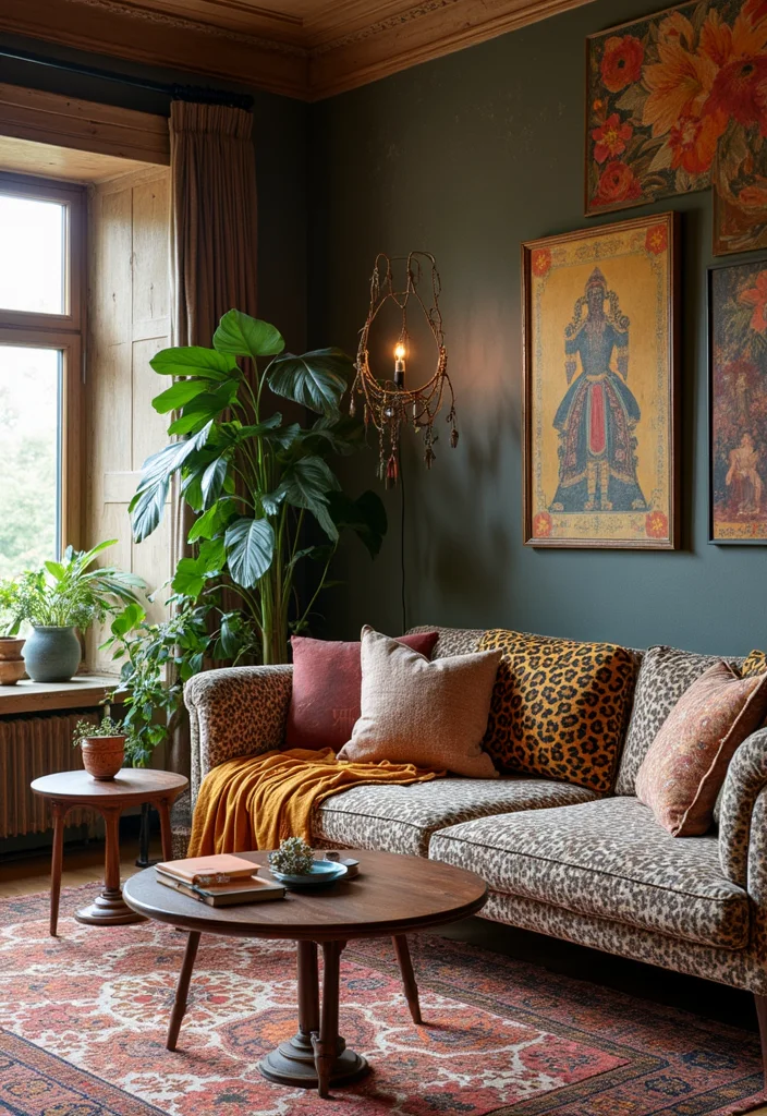 10 Animal Print Living Room Ideas for Bold Stylish Accents - 8. Eclectic Mix of Patterns