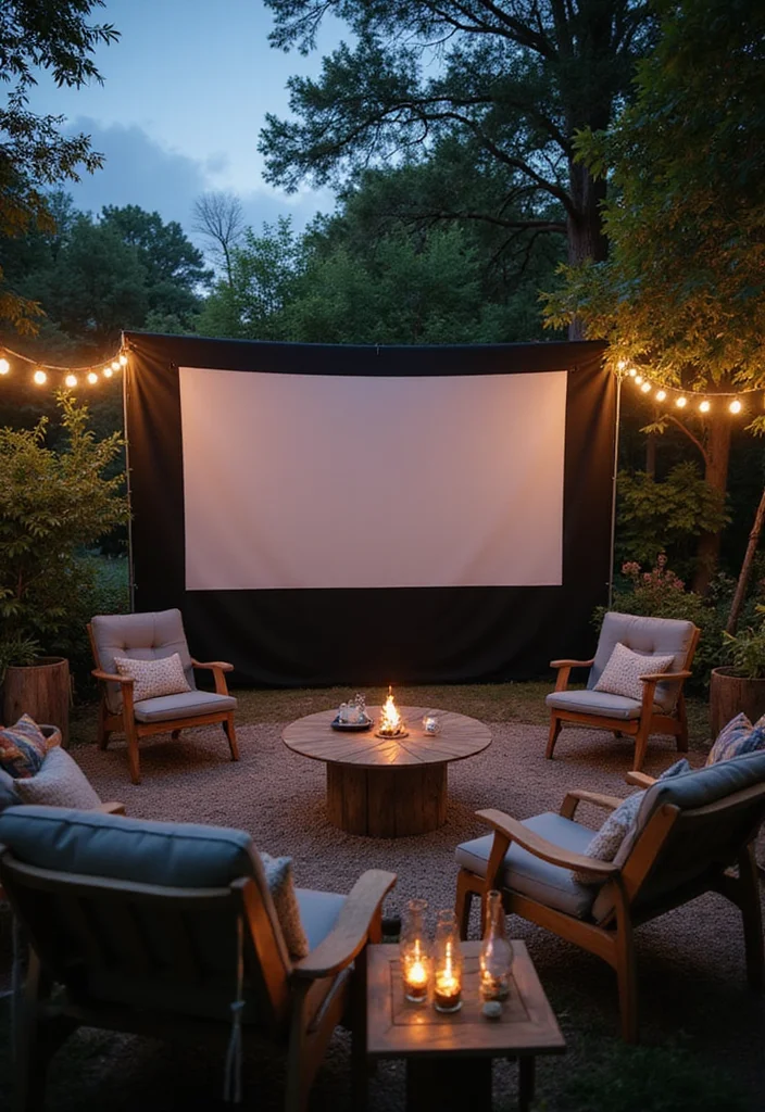 10 Backyard Stage Ideas for Fun Outdoor Events - 1. Magical Movie Night with a DIY Screen