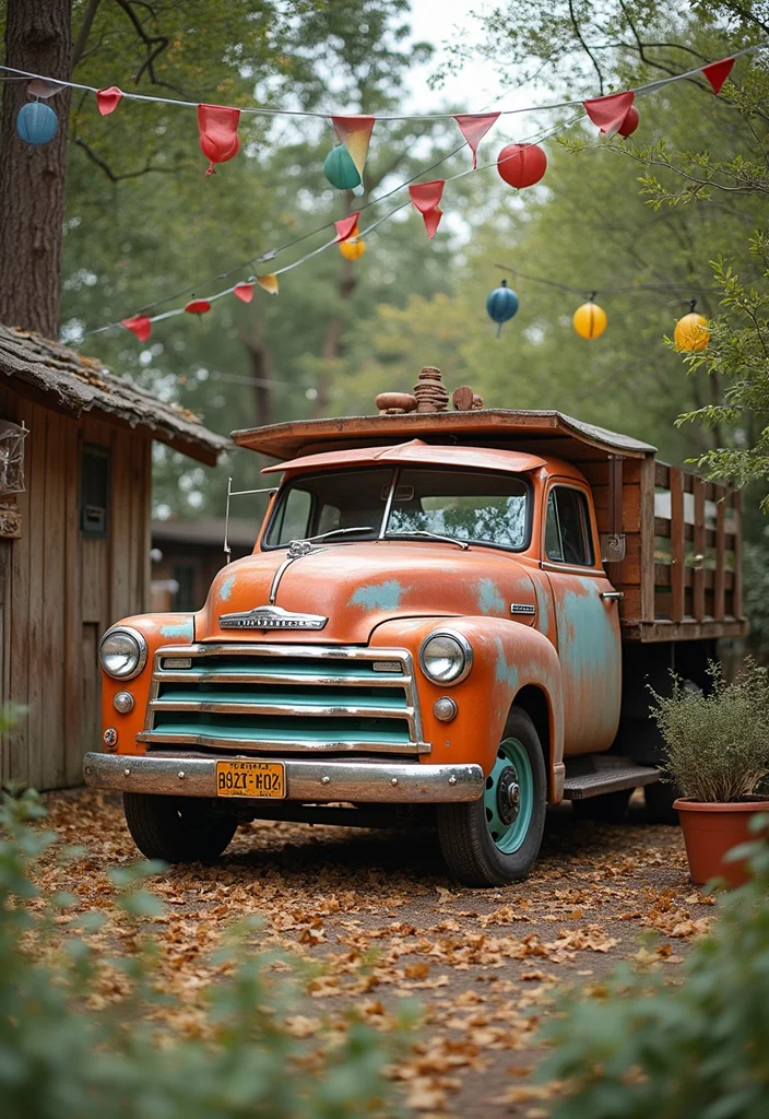 10 Backyard Stage Ideas for Fun Outdoor Events - 4. Vintage Truck as a Stage