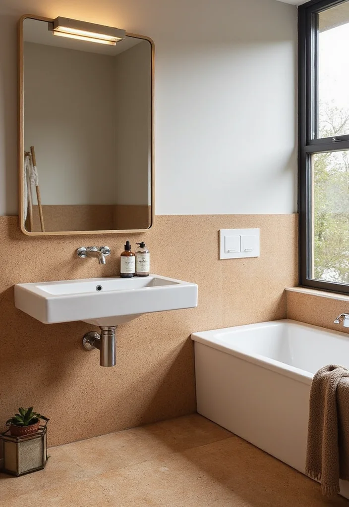 10 Bathroom Baseboard Ideas for a Clean Finished Look 67 10 Bathroom Baseboard Ideas for a Clean Finished Look - 7. Cork Baseboards for Unique Texture