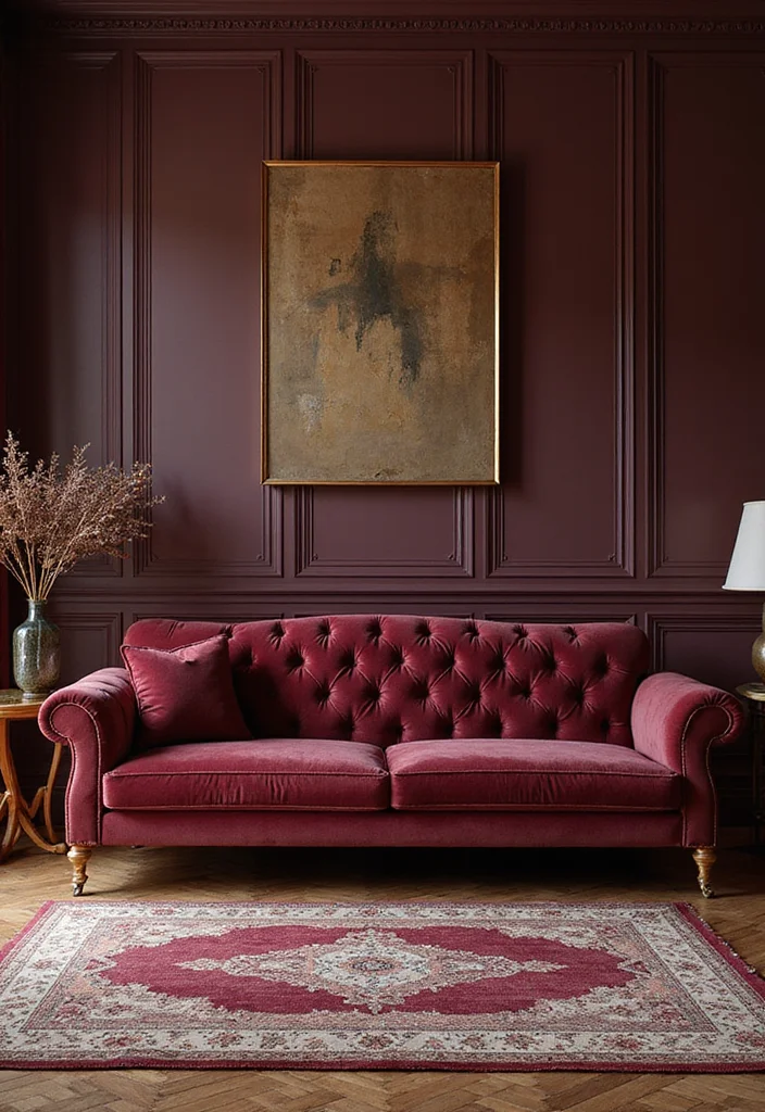 10 Burgundy Sofa Living Room Ideas for Rich Sophisticated Style - 7. Luxurious Textures