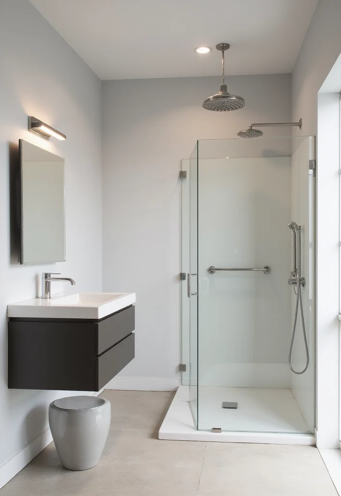 10 Garage Bathroom Ideas for Practical Extra Space - 1. Modern Minimalist Oasis