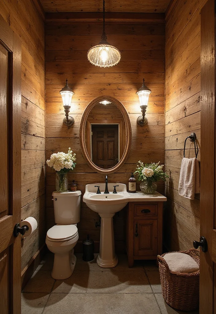 10 Outhouse Bathroom Ideas with Rustic Vintage Appeal - 1. Reclaimed Wood Walls