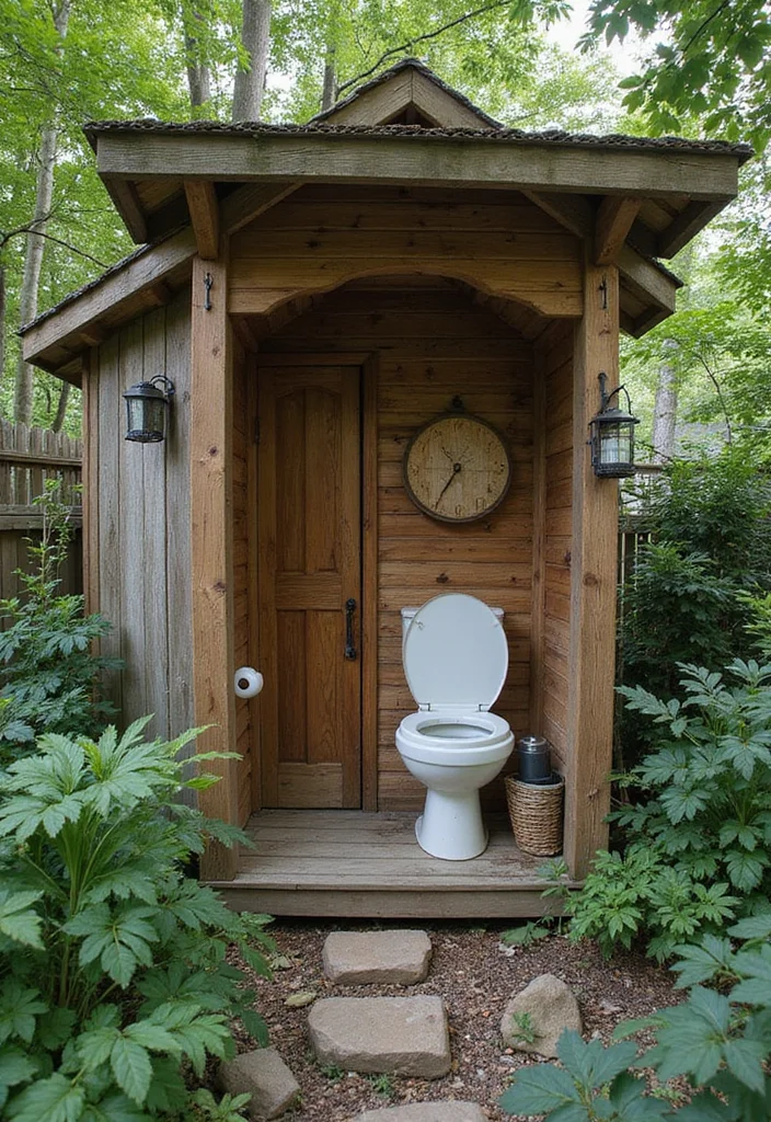 10 Outhouse Bathroom Ideas with Rustic Vintage Appeal - 6. Eco-Friendly Features
