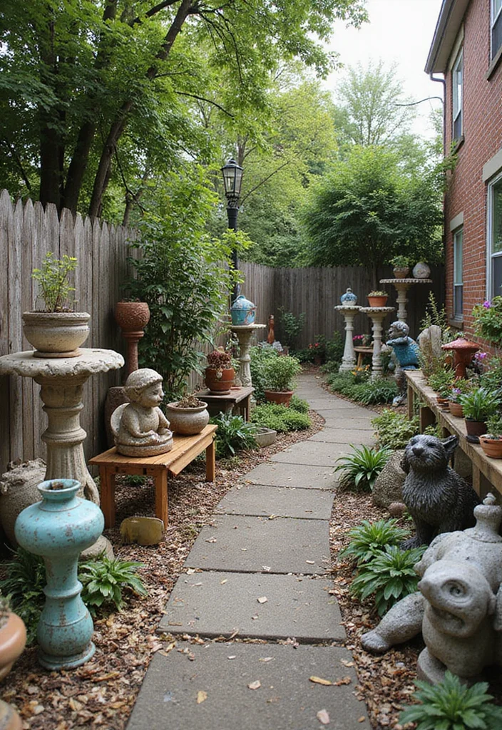 10 Row Home Backyard Ideas for Smart Compact Layouts - 10. Garden Art: Personalize Your Space