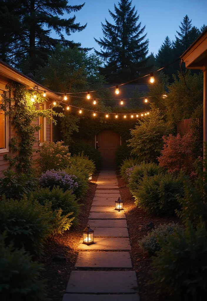 10 Row Home Backyard Ideas for Smart Compact Layouts - 6. Garden Lighting: Illuminate Your Space
